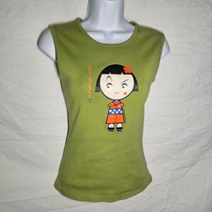 Vintage y2k green papaya Japan form fit tank top